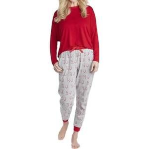 NEW MUDPIE women's ho ho ho pajama set in red/grey